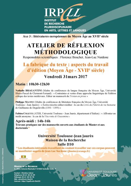 La fabrique du texte : aspects du travail d&rsquo;édition (Moyen Âge – XVII° siècle)