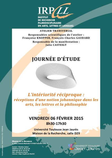 L&rsquo;intériorité réciproque : réceptions d&rsquo;une notion johannique dans les arts, les lettres et la philosophie