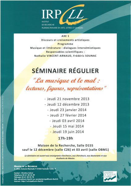 La musique et le mal : lectures, figures, représentations – 15/05/2014